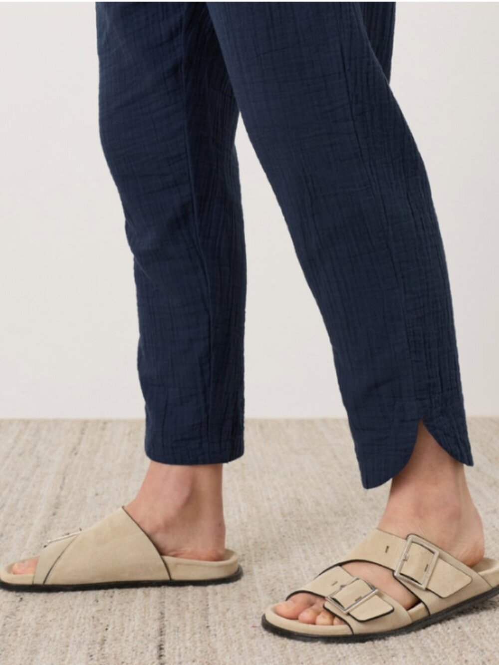 Pact Blue-Gray Cotton Tapered Drawstring Pants - Size S - Picture 8 of 8